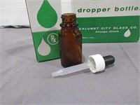 12 NOS Brown Bottles with Droppers