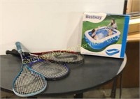2 Tennis Rackets, Squash Racket, Swimming