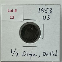 1853 U.S. Half Dime, Drilled