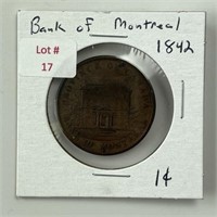 1842 Bank of Montreal Large Cent