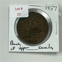 1857 Bank of Upper Canada One Cent Token