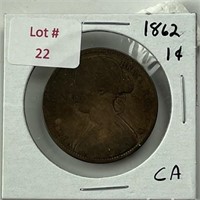1862 Canadian One Cent Piece
