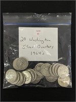 20 Washington Silver Quarters (Pre-1964)