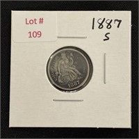 1887-S Seated Liberty Dime