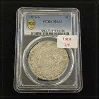 1878-S Graded Morgan Silver Dollar MS-63