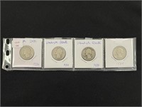 4 Washington Silver Quarters