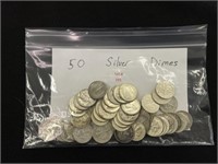 50 Silver Roosevelt & Mercury Dimes