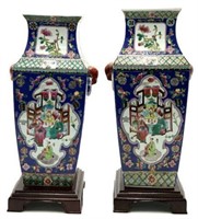 Pair of Large Chinese Porcelain Vases with Stands.