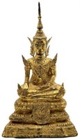 Gilded Bronze Thai Buddha Sculpture.