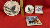 INDIAN CERAMIC PLATES, , TILE AND COASTERS