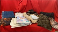 PIECES OF MATERIALS ,  BLANKET AND FUR PIECES