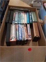 BOX OF VHS TAPES, MOSTLY WESTERN MOVIES