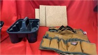 TOTE, BUCKET BOSS TOOL HOLDER AND 3 SQUARES OF