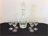 Cut Glass Decanter & 6 Bohemia Cordials