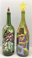 Two Vintage Lee Loftis Hand Painted Bottles