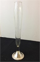 Sterling Silver Etched Glass Bud Vase