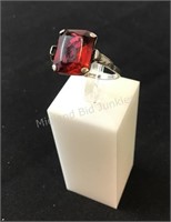 Vintage Sterling & Ruby Ring, Size 6 1/2