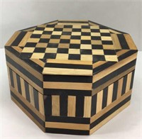 Octagonal Wooden Box w/Checkerboard