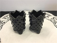 Two Black Hobnail Toothpick Holders