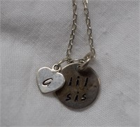 Sterling Silver "Lil Sis" Necklace w/ Heart