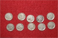 (10) Buffalo Nickels 1935 to 1937 Mix