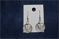 Silver Mercury Dime Earrings