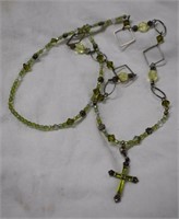 Sterling Silver Necklace w/ Green Stones
