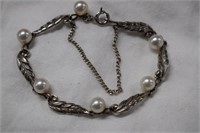 Sterling Silver Bracelet w/ Cultured Pearls