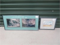 FRAMED FARM SCENE PRINT & FRAMED PHOTO OF WAVES