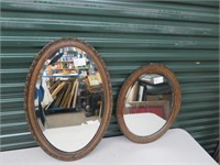 2 OVAL OAK FRAMED WALL MIRRORS