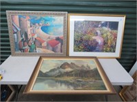 3 PRINTS (LANDSCAPE, COASTAL VILLAGE & GARDEN)