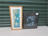 FRAMED WATERCOLOUR OF NUDE MAN & MIXED MEDIA