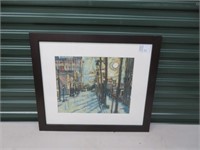 FRAMED PASTEL UNSIGNED STREET SCENE