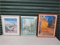 2 FRAMED STREET SCENE PRINTS & 1 LANDSCAPE PRINT