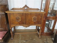 TUDOR STYLE TWO DOOR CARVED HALL CABINET