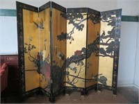 SIX PANEL 6' HIGH ORIENTAL DOUBLE SIDED SCREEN