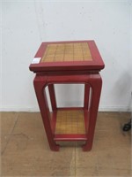 RED WOODEN ORIENTAL 2 TIER PLANT STAND