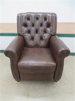BROWN BUTTONBACK LEATHER RECLINGING  ARMCHAIR