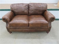 BROWN LEATHER LOVESEAT