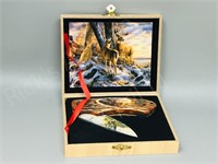 new- folding knife in gift box- deer theme