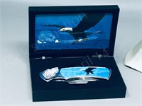 new- folding knife in gift box- eagle theme