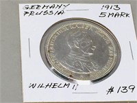 Prussia- 1913 silver 5 mark coin