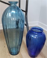 Pair blue glass vases