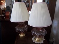 two large glass lamps