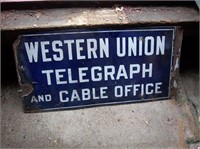 two sided porcelain Western Union sign
