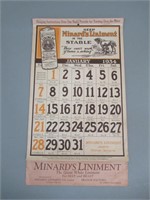 Calendar / Calendrier - Minards Linament 1934