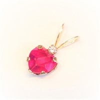 $800 14K  Ruby(0.4ct) Diamond(0.01ct) Pendant