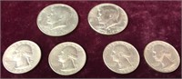 Pair of Kennedy Half Dollars and 4 Quarters