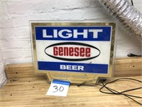 VINTAGE GENESEE BEER LIGHT- UNTESTED 17.5 X 15