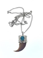 Claw and Turquoise Necklace